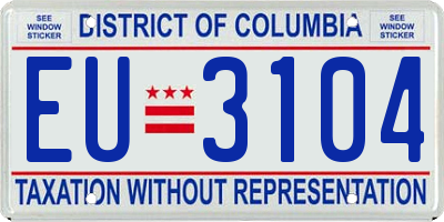 DC license plate EU3104