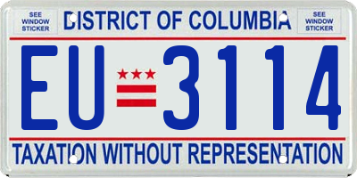 DC license plate EU3114