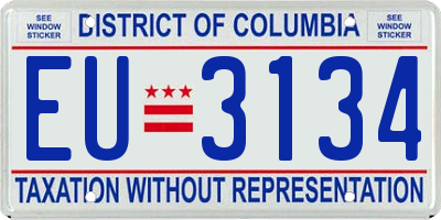 DC license plate EU3134