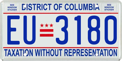 DC license plate EU3180
