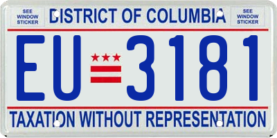 DC license plate EU3181