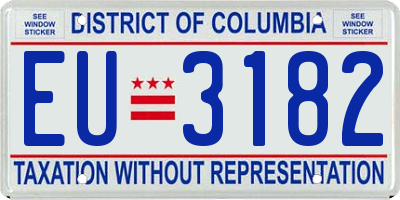 DC license plate EU3182