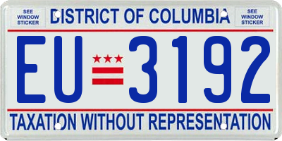 DC license plate EU3192