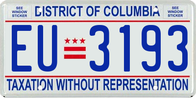 DC license plate EU3193