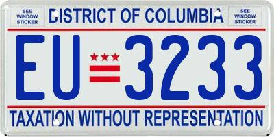 DC license plate EU3233