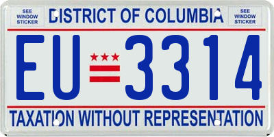 DC license plate EU3314