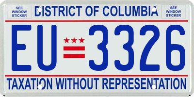 DC license plate EU3326