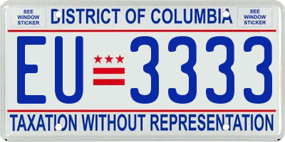 DC license plate EU3333