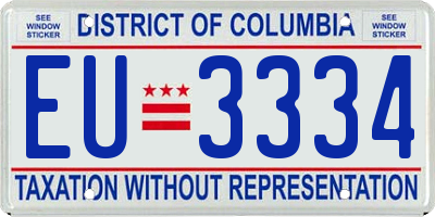 DC license plate EU3334