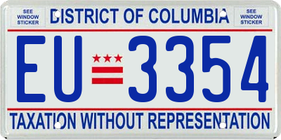 DC license plate EU3354