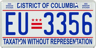 DC license plate EU3356