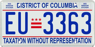 DC license plate EU3363