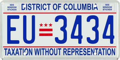 DC license plate EU3434