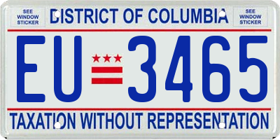 DC license plate EU3465