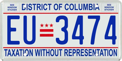 DC license plate EU3474