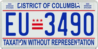 DC license plate EU3490