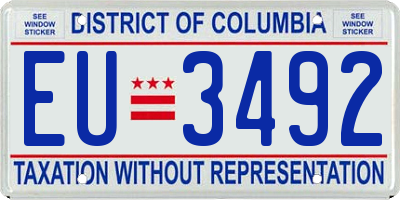 DC license plate EU3492