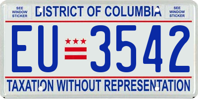 DC license plate EU3542