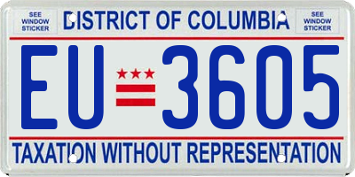 DC license plate EU3605