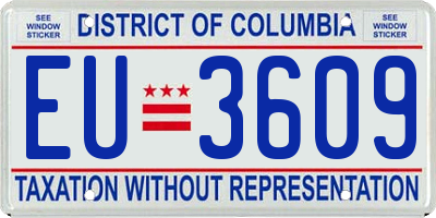 DC license plate EU3609