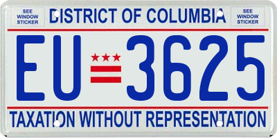 DC license plate EU3625