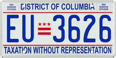 DC license plate EU3626