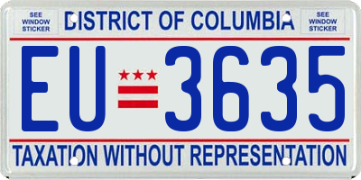 DC license plate EU3635