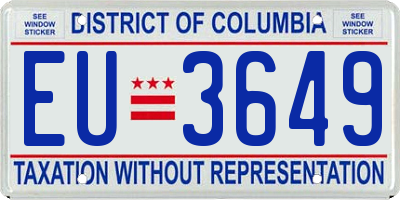 DC license plate EU3649