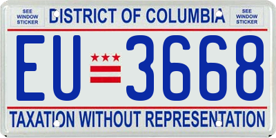 DC license plate EU3668