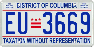 DC license plate EU3669