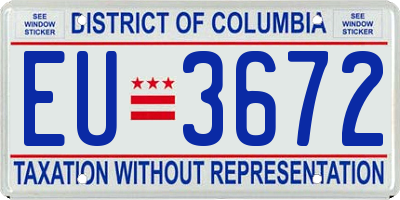 DC license plate EU3672