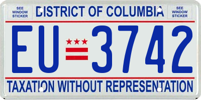 DC license plate EU3742