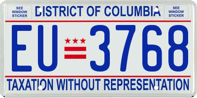 DC license plate EU3768