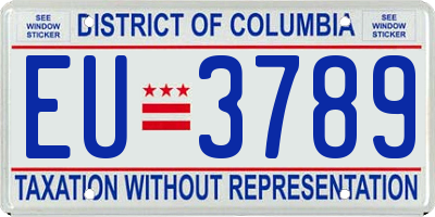 DC license plate EU3789