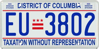DC license plate EU3802
