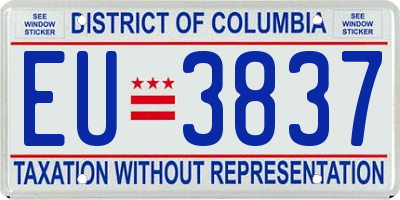 DC license plate EU3837