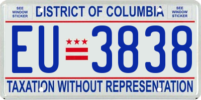 DC license plate EU3838