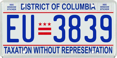 DC license plate EU3839