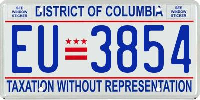 DC license plate EU3854