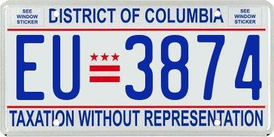 DC license plate EU3874