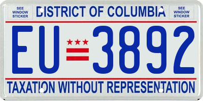 DC license plate EU3892