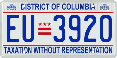 DC license plate EU3920