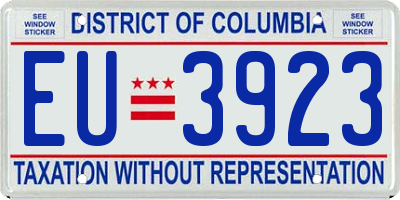 DC license plate EU3923
