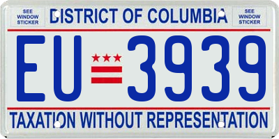 DC license plate EU3939