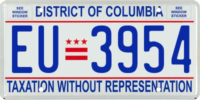 DC license plate EU3954