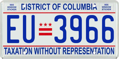 DC license plate EU3966
