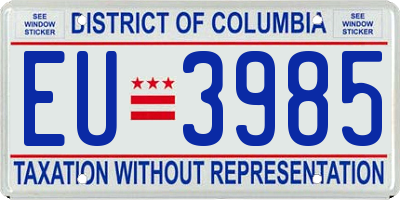 DC license plate EU3985