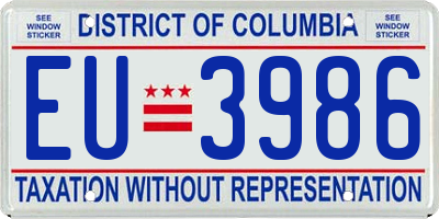 DC license plate EU3986