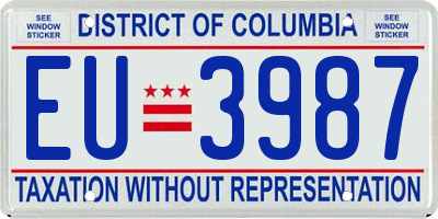 DC license plate EU3987