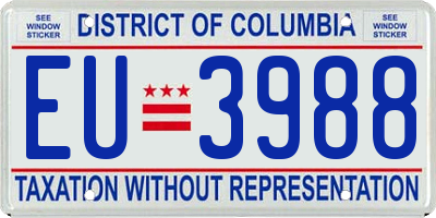 DC license plate EU3988